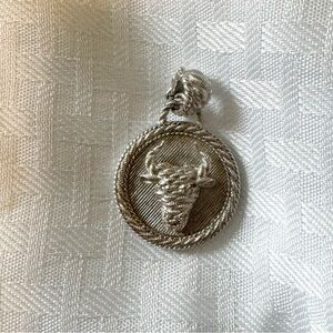 Judith Ripka taurus bull zodiac 925 silver and cz pendant fleur de lis
